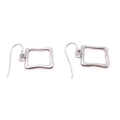 BARSE 925 Sterling Silver Vintage Modernist Square Dangle Earrings