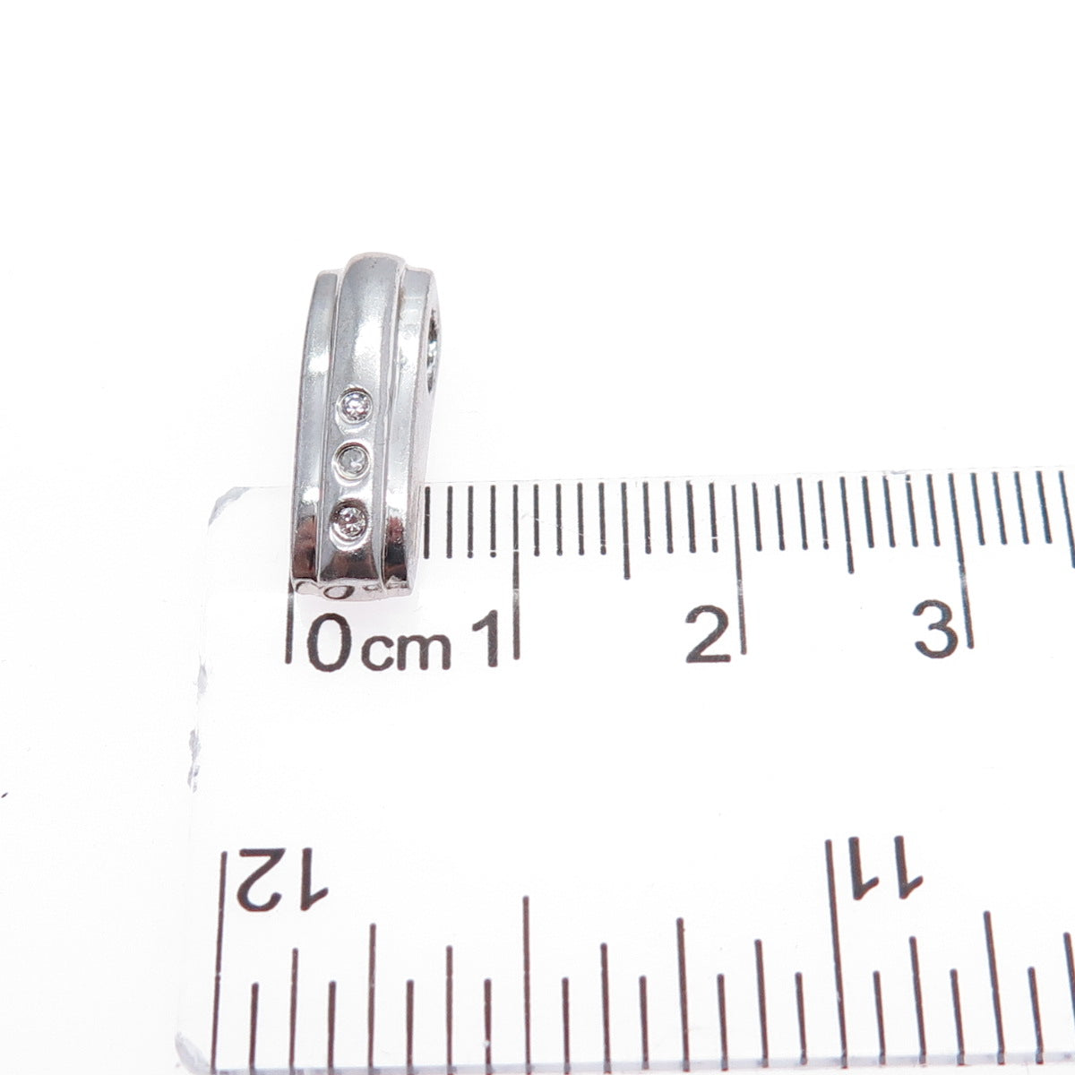 925 Sterling Silver Round-Cut C Z Bar Minimalist Slide Charm Pendant