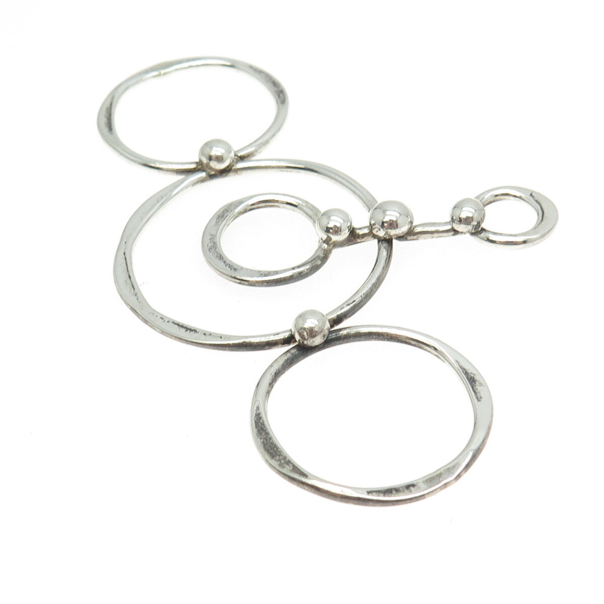MARTIN LASAK 925 Sterling Silver Vintage Modernist Hammered Circle Pendant