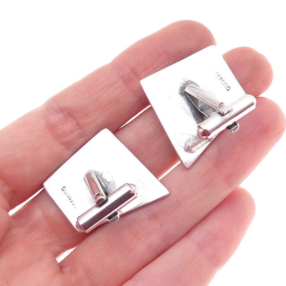 925 Sterling Silver Vintage Modernist Spiral Oxidized Cufflinks