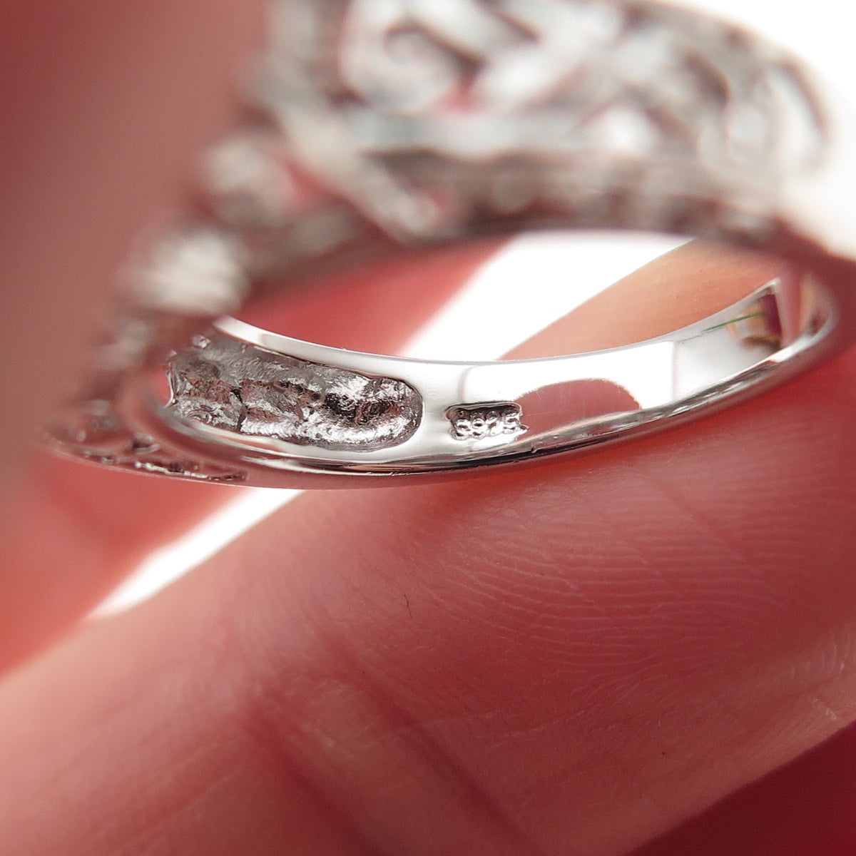 925 Sterling Silver Round-Cut C Z Floral Engagement Ring Size 6
