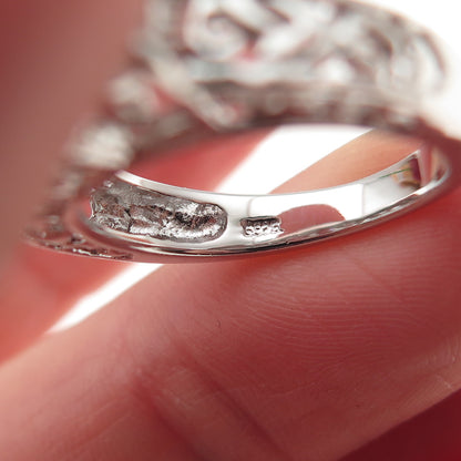 925 Sterling Silver Round-Cut C Z Floral Engagement Ring Size 6