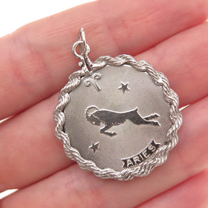 Crown 925 Sterling Silver Vintage Aries Zodiac Sign Charm Pendant