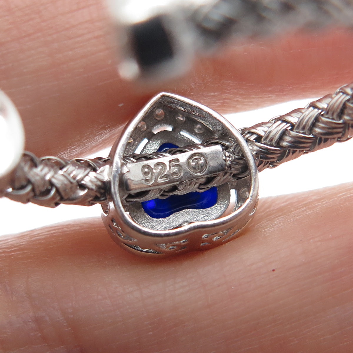 925 Sterling Silver Real Diamond & Murano Glass Evil's Eye Woven Hoop Earrings