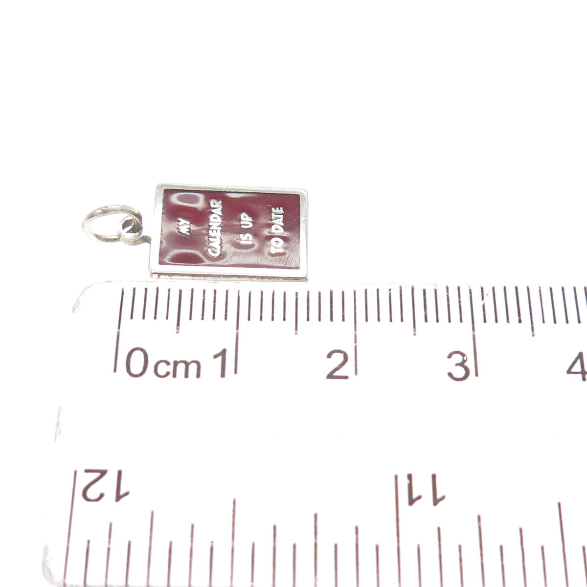 925 Sterling Silver Enamel My Calendar Is Up To Date Minimalist Charm Pendant
