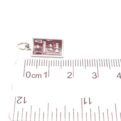 925 Sterling Silver Enamel My Calendar Is Up To Date Minimalist Charm Pendant