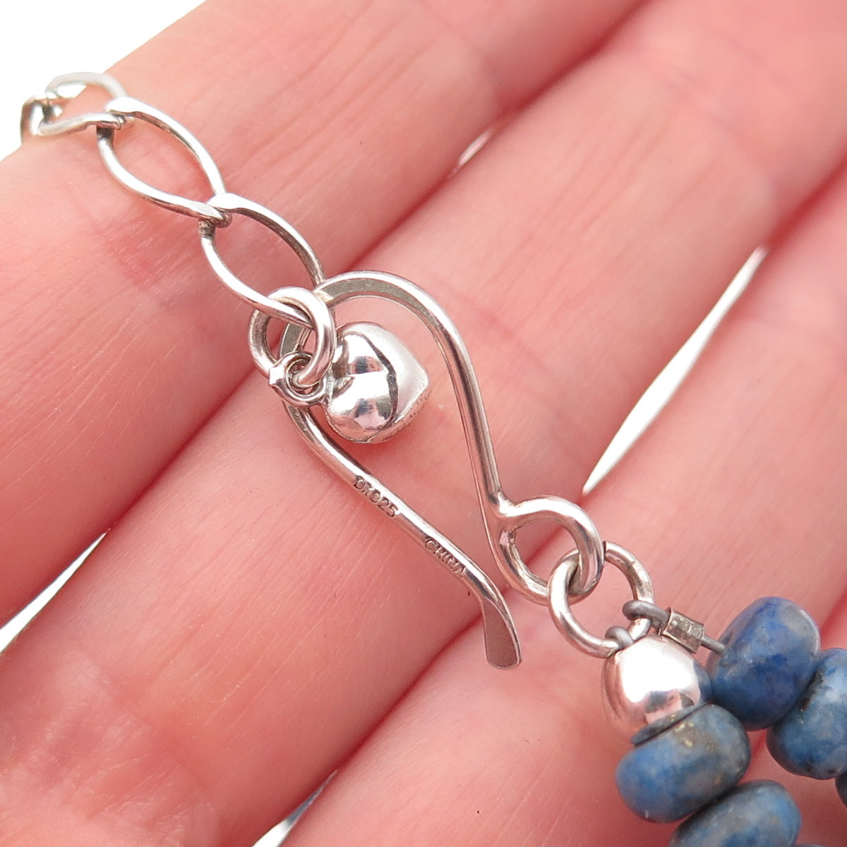 Jay King Desert Rose Sterling Vintage Real Lapis 2-Strand Beaded Necklace 16-20"