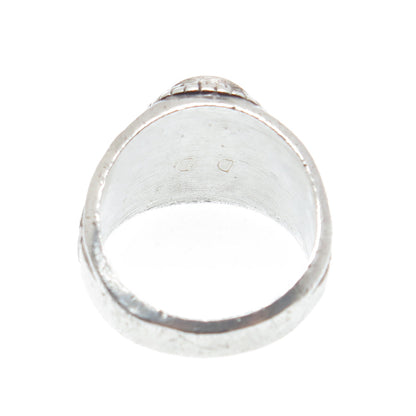 925 Sterling Vintage 1979 Real Blue Topaz Thomas Jefferson School Ring Size 8.25