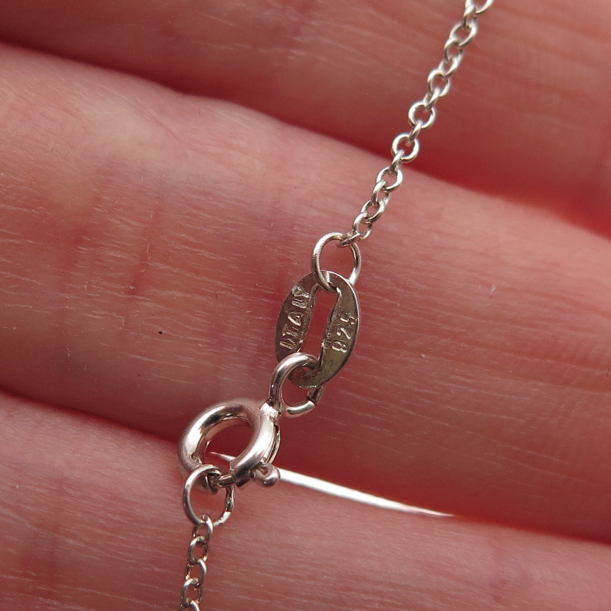 925 Sterling Silver Real Round-Cut Diamond Cable Chain Necklace 18"