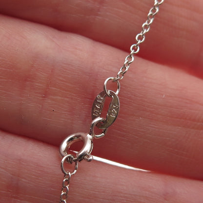 925 Sterling Silver Real Round-Cut Diamond Cable Chain Necklace 18"