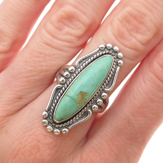 Bell Trading Post Old Pawn 925 Sterling Silver Vintage Turquoise Ring Size 7.25