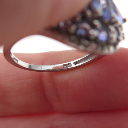 Chuck Clemency 925 Sterling Silver Real Diamond & Tanzanite Ring Size 8.25