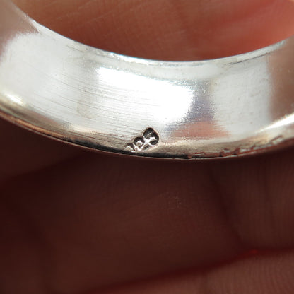 925 Sterling Silver Vintage Modernist Rotating Band Oxidized Ring Size 13.5