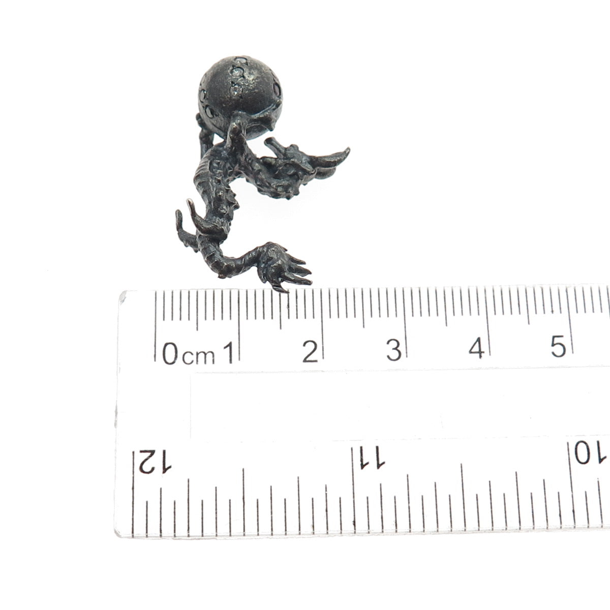 925 Sterling Black Rhodium Diamond Sapphire Chrome Diopside Dragon Miniature