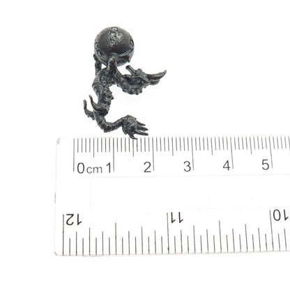 925 Sterling Black Rhodium Diamond Sapphire Chrome Diopside Dragon Miniature