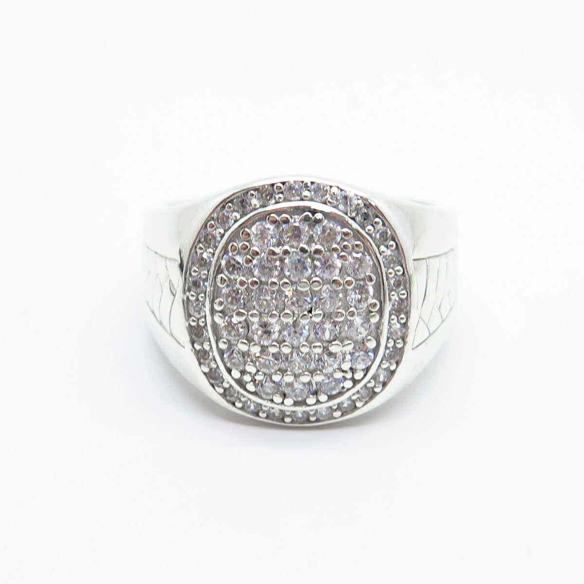 925 Sterling Silver Pave C Z Ring Size 11.5