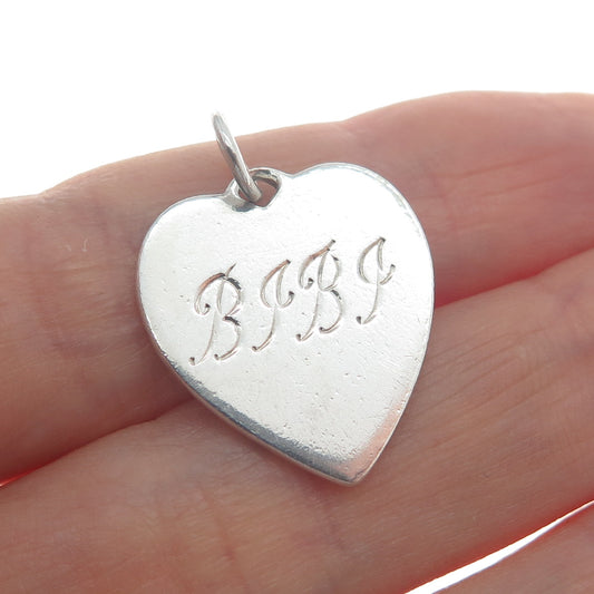 LEONORE DOSKOW 925 Sterling Silver Vintage Engraved Heart Mini Tag Charm Pendant