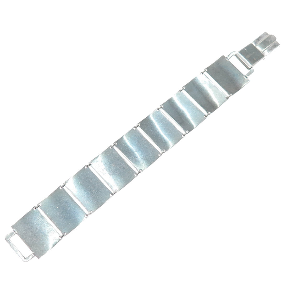 BREADNER CO 925 Sterling Silver Antique Art Deco Engraved Panel Link Bracelet 7"