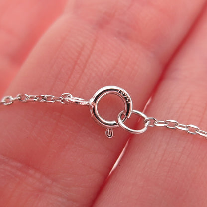 925 Sterling Silver Round-Cut C Z #Smile Cable Chain Necklace 16-18"
