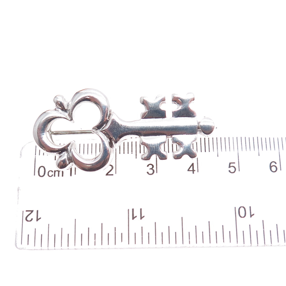 ZINA 925 Sterling Silver Vintage Club Key Pin Brooch