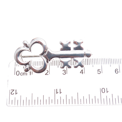 ZINA 925 Sterling Silver Vintage Club Key Pin Brooch