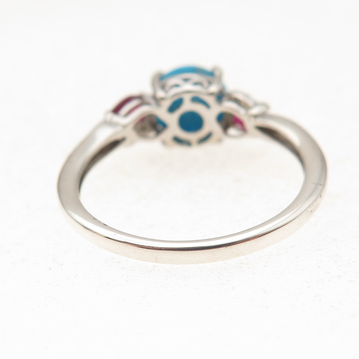 Chuck Clemency 925 Sterling Silver Real Turquoise & Red Sapphire Ring Size 9.25