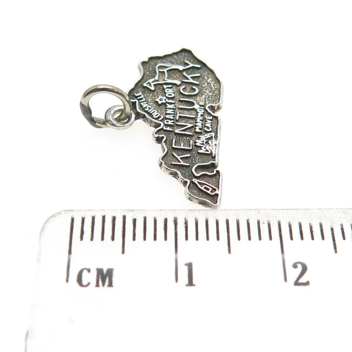 FRENCH & FRANKLIN 925 Sterling Silver Vintage Kentucky State Map Charm Pendant