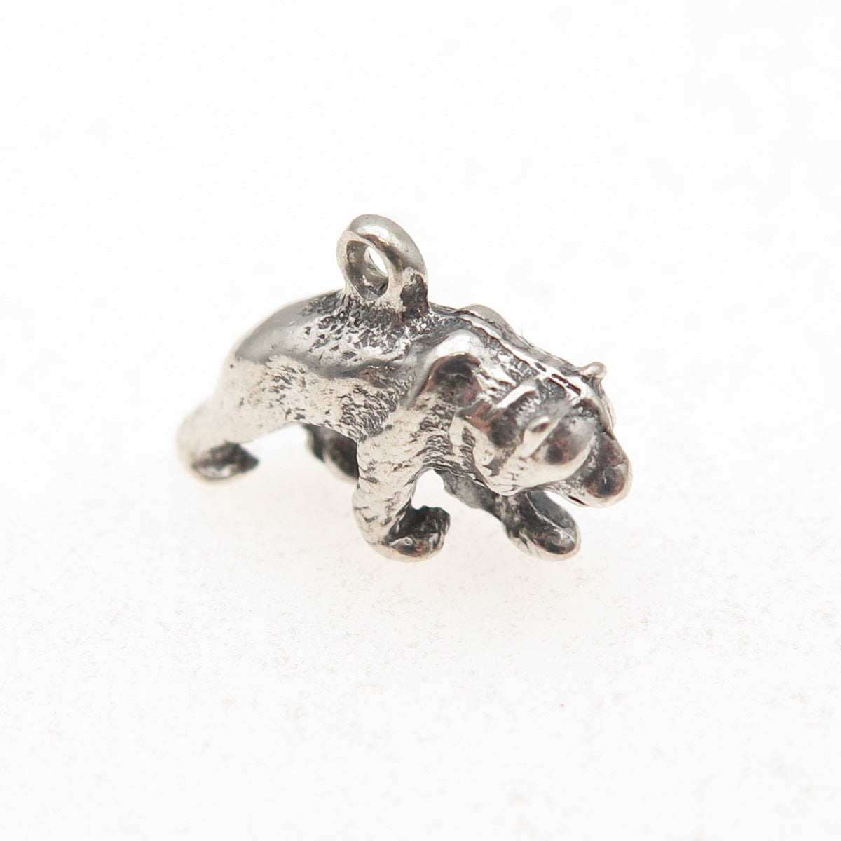 925 Sterling Silver Vintage Bear Oxidized 3D Charm Pendant