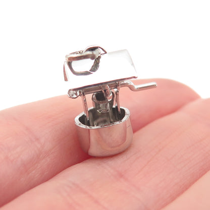 925 Sterling Silver Antique Art Deco Water Well 3D Mini Charm Pendant