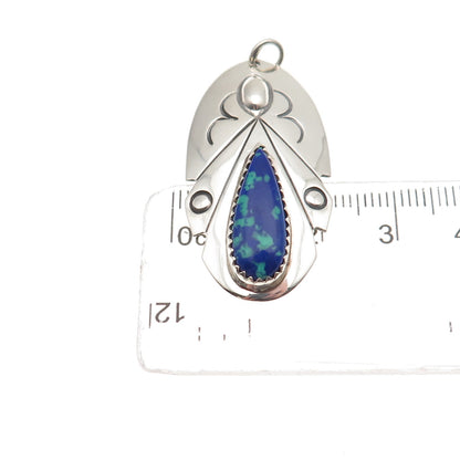 Arthur Platero Laguna Zuni Old Pawn 925 Sterling Vintage Azurite Feather Pendant