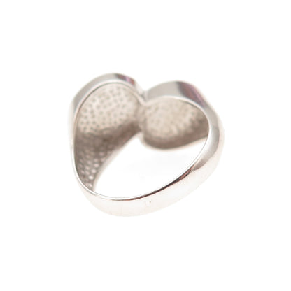 925 Sterling Silver Vintage Enamel Modernist Bypass Ring Size 4.75