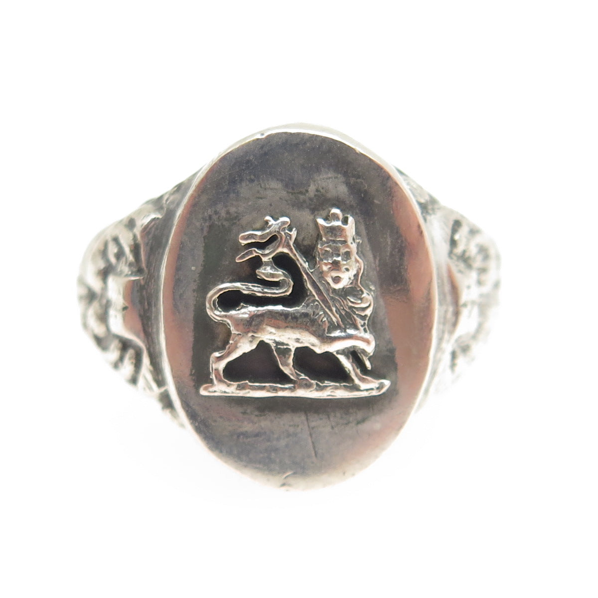 925 Sterling Silver Vintage Lion of Judah Dome Ring Size 10.75