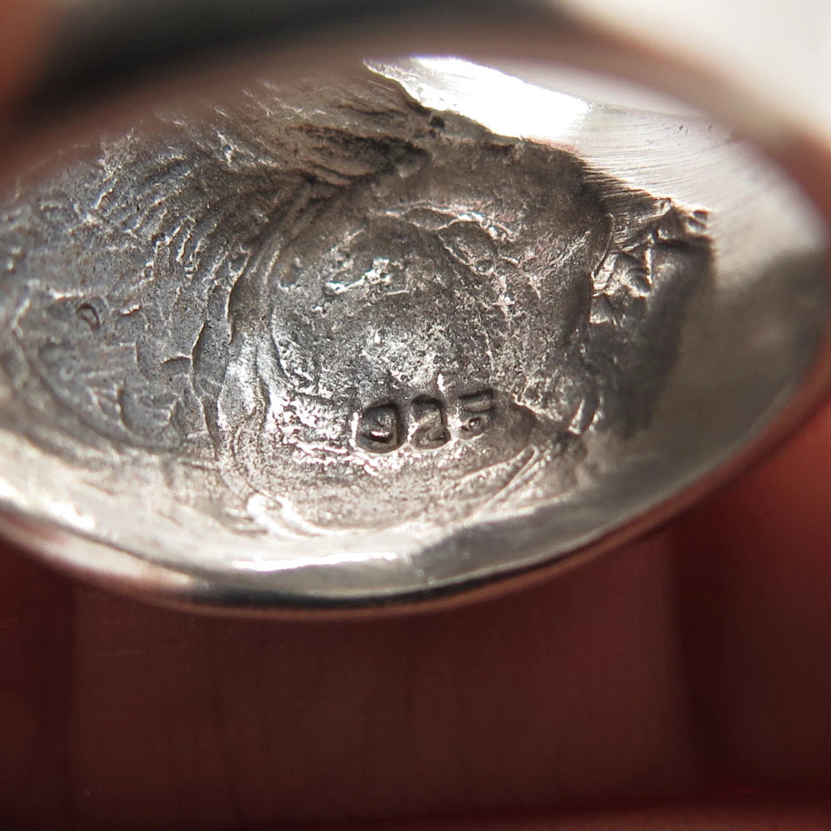 925 Sterling Silver Vintage Hammered Finish Wide Ring Size 8