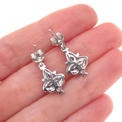 D'Joy 925 Sterling Silver Real Tanzanite Floral Dangle Earrings