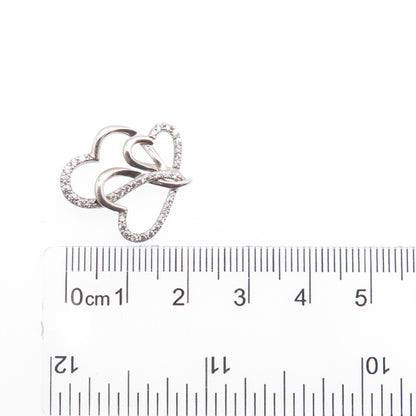 925 Sterling Silver Round-Cut C Z Triple Interlocked Heart Minimalist Pendant