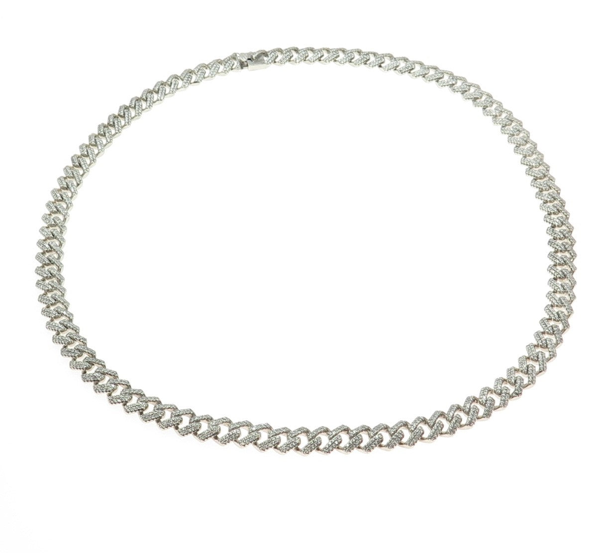 925 Sterling Silver Pave C Z Cuban Chain Heavy Necklace 24"