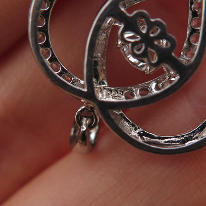 JH YOUNG 925 Sterling Silver Round-Cut C Z Heart Charm Pendant