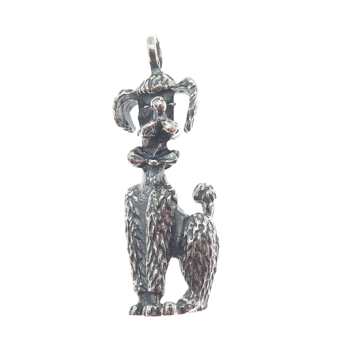 925 Sterling Silver Vintage Poodle Dog Oxidized Pendant