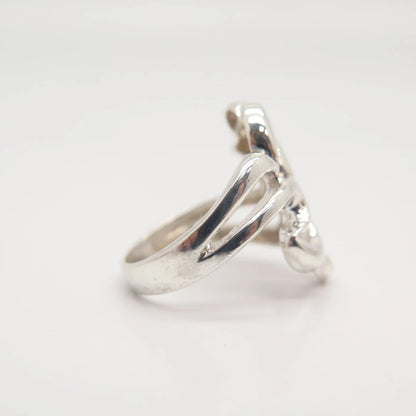 925 Sterling Silver Vintage Abstract Modernist Ring Size 8 1/4