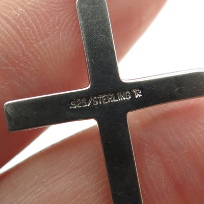 TRU-KAY 925 Sterling Silver Vintage Cross Religious Pendant