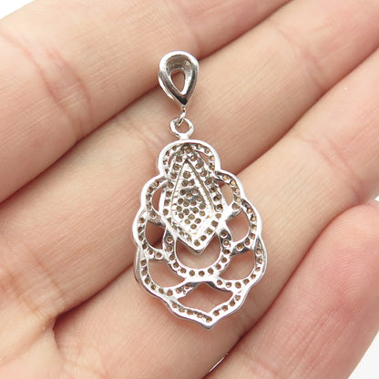 925 Sterling Silver Pave C Z Pendant