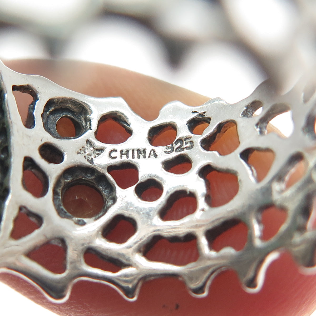 SUN WEST 925 Sterling Vintage Lone Mountain Turquoise & Peridot Ring Size 11.5