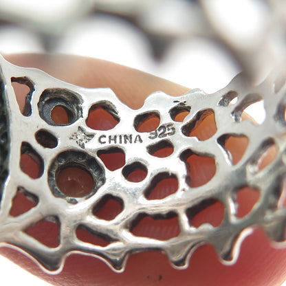 SUN WEST 925 Sterling Vintage Lone Mountain Turquoise & Peridot Ring Size 11.5