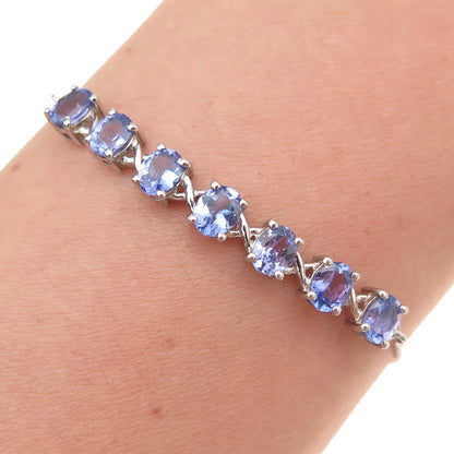 Chuck Clemency Sterling Silver Real Tanzanite Adjustable Bolo Bracelet 6-9.75"