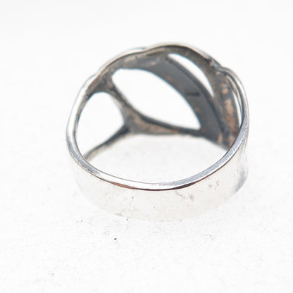 925 Sterling Silver Vintage Modernist Oxidized Ring Size 6.25