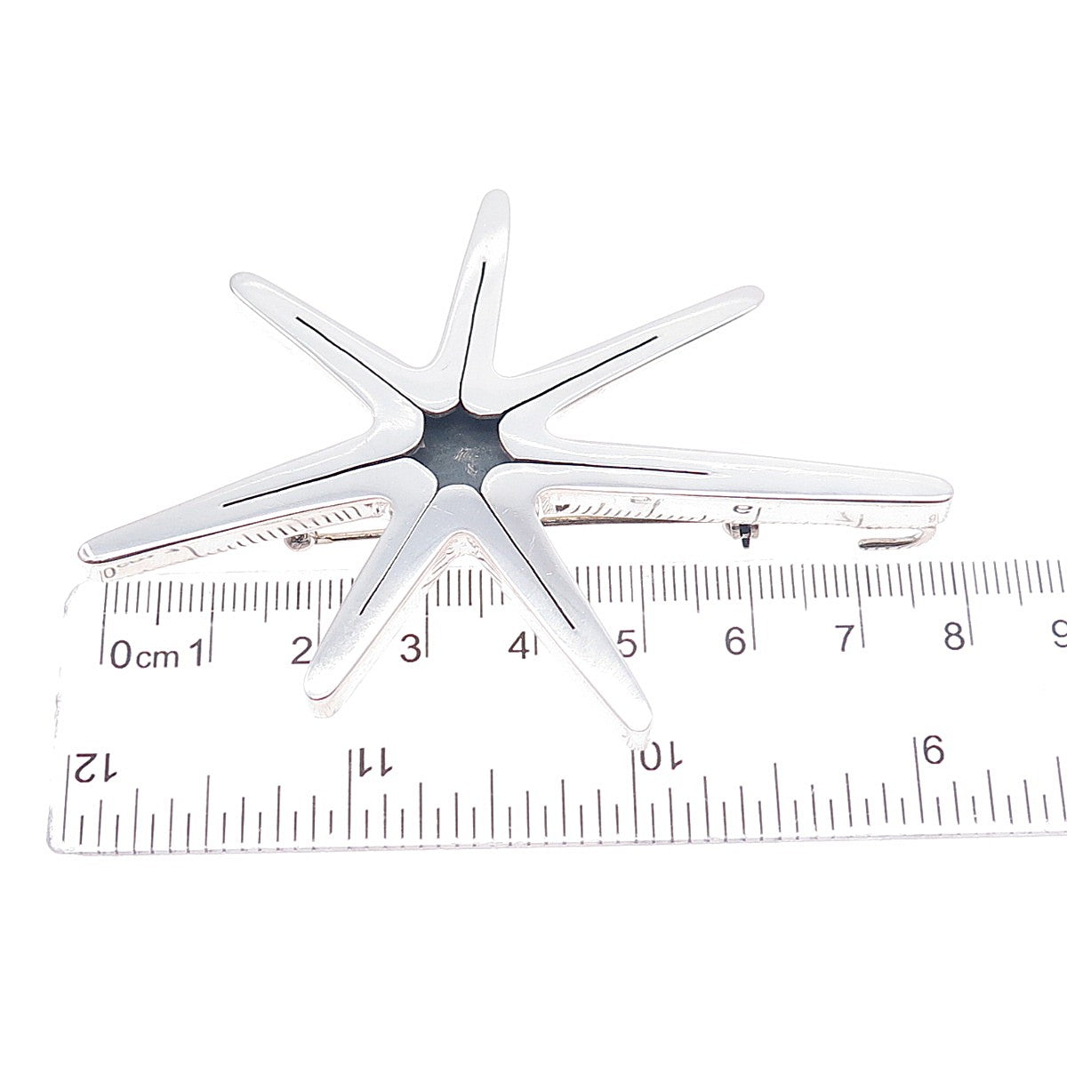 925 Sterling Silver Vintage Mexico Modernist Star Oxidized Pin Brooch