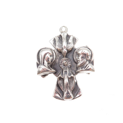 Catamore 925 Sterling Silver Antique Art Deco St. Joseph 4-Way Cross Pendant