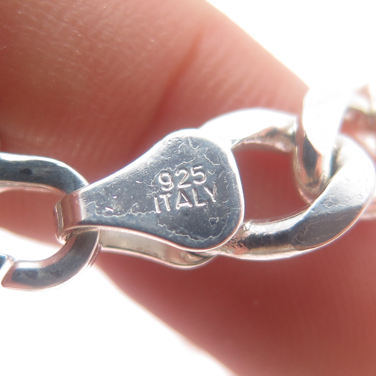 925 Sterling Silver Vintage Italy Figaro Chain Necklace 18"