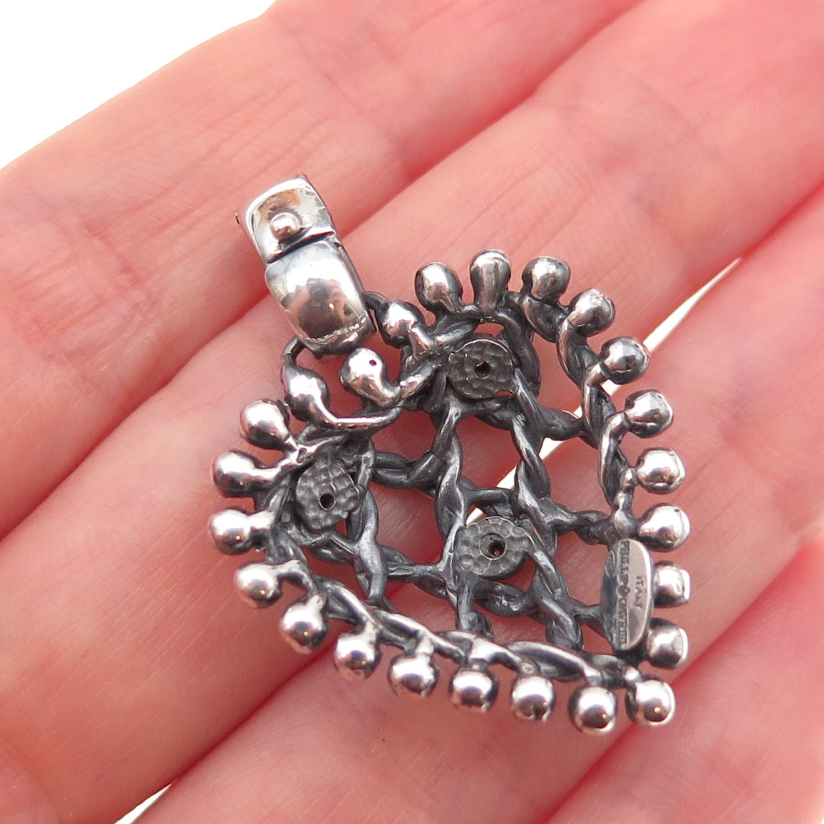 Philip Gavriel 925 Sterling Silver 18K Gold Real Diamond Heart Oxidized Pendant