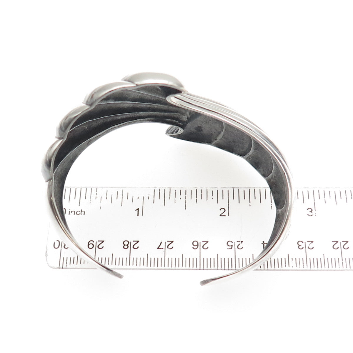 Kabana 925 Sterling Silver Vintage Modernist Oxidized Adjustable Bracelet 6.5"